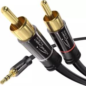 KabelDirekt RCA to Jack 3.5mm 어댑터 케이블 25피트 Aux/3.5mm 2x 스마트폰 태블릿 홈시어터 사운드바 TV