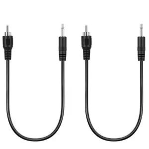 Bolvek 2 Pack 1ft RCA Male to 3.5mm 1/8 모노럴 Mono Plug Jack 커넥터 오디오 컨버터 케이블 - 프리앰프