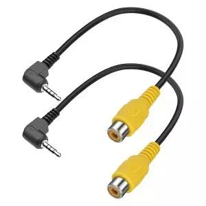 MEIRIYFA 2.5mm to RCA Video Cable 90 Degree Angle TRRS Male Plug Female AV Input Conventer Adapter