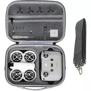 LKTOP Neo DJI Fly More 콤보 액세서리용 휴대용 PU 가죽 케이스 조절 가능한 스트랩 핸드백이 포함된 드론