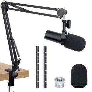 SUNMON SHURE SM7DB 붐 암 마이크 스탠드 - 폼 커버가 있는 케이블 슬리브가 포함된 호환 조절식 제품