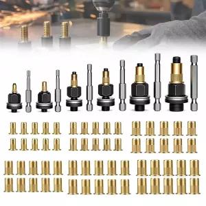 탄소강 리벳 너트 공구 키트 맨드렐 세트 어소트먼트 M3M10 6 및 60 미터법 리브넛 세터판금 자동차 가구용