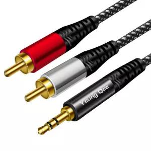 Yeung Qee 3.5mm to 2 RCA 오디오 케이블 1.5피트 꼬임 수컷 스테레오 Y 어댑터 AUX 스플리터 코드