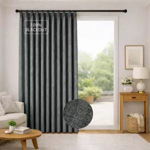 GRALIDECOR 핀치 초광폭 파티오 도어 패널 슬라이딩 유리문용 열 차단 100 빛 커튼 링 백 탭이 있는 질감