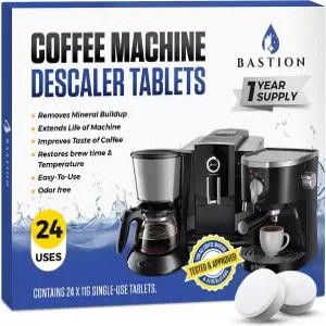 Bastion 커피 머신 및 스케일 제거 정제 24개입 Keurig Cuisinart 등 다양한 기기용 딥 클리닝 수명 연장
