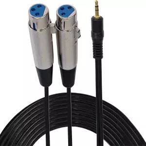 XLR Y 어댑터 케이블 스플리터 - 6피트 12게이지 3.5mm 수컷-쌍수 암컷 잭 금속 커넥터 포함 iPod 또는 MP3