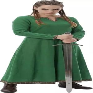 miccostumes 여성용 바이킹 드레스 중세 코스프레 의상 린넨 블렌디 긴소매 언더드레스