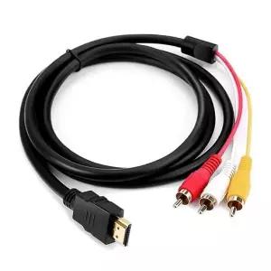 FAWETTY HDMI to RCA 케이블 1080P 5피트/1.5m 수컷 비디오 오디오 AV 커넥터 어댑터 송신기 TV HDTV DVD용