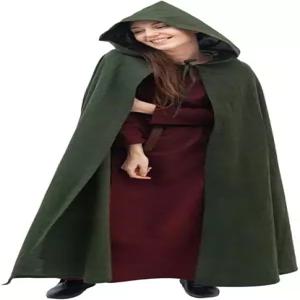 미트로잔 중세 후드 망토 케이프 면 및 양모 LARP 르네상스 축제 코스프레 재연 의상