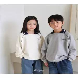 드림온 자수 라인 카라 나그랑 맨투맨 키즈 주니어