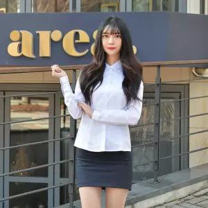 교복몰 여성 각카라 컬러체크 화이트 셔츠  교복.