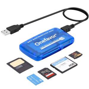 ONEFAVOR 스마트미디어 카드 리더기 겸 라이터 올인원 USB 범용 멀티 어댑터 슬림 허브 윈도우 맥 리눅스용 SD XD CF MMC MS PRO DUO 카메라 플래시 메모리