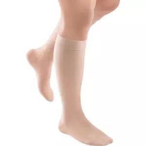 JOBST 액티바 불투명 15-20mmHg 압박 양말 무릎 높이 닫힌 발가락 실키 베이지 X-대형
