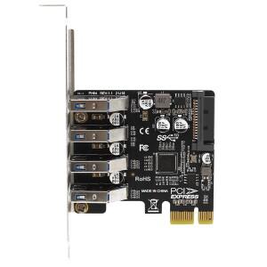 PCIe-4 포트 USB3.0 허브 + SATA 15핀 전원 5Gbps PCI Express 확장 카드 2U/4U 케이스 데스크탑 PC용 USB