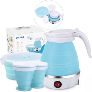 휴대용 전기 주전자 여행용 사이즈 600ML 접이식 찻잔과 컵이 포함된 소형 티 커피 5분 내 빠른 물 끓이기