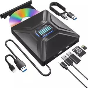 SD/TF 카드 슬롯 외장 HDD/마우스/스마트폰 연결 DVD/CD 읽기/쓰기 지원 USB/Type-C 듀얼 호환성