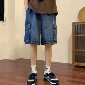 카고 워싱 남성 데님 포켓 캐주얼 남자바지 하프 린넨팬츠 스포티 팬츠