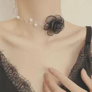 2컬러 러블리 클래식 장미 진주초커 로즈 비즈목걸이