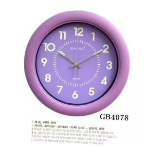 GB4078 취침등 벽시계 스탠드시계 원형 보라 야광 무소음