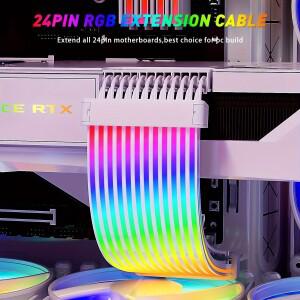 24핀 ARGB 전원 연장 케이블 키트 ATX 3x8PIN GPU 5V 3Pin 동기화 PSU 케이블(LED 확산 소프트 튜브 포함)