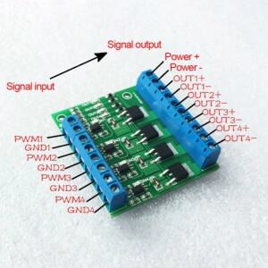 4채널 MOSFET/FET 모듈 증폭기 회로 기판/드라이버 옵토커플러 절연 DC 10A