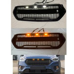 [호환품]포드 호환 이스케이프 Kuga  앞 범퍼 마스크 메쉬 상단 그리드 용 글로스 블랙 LED 레이싱 그릴