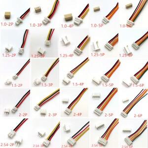 10 세트 SH1.0 JST1.25 ZH1.5 PH2.0 XH2.54 커넥터 암 + 수 2/3/4/5/6/7/8/9/10P 플러그 (케이블 포함) 10/