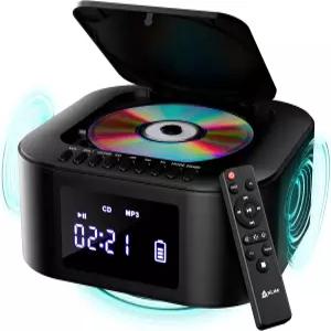KLIM 붐박스 E1 - CD 플레이어 휴대용 오디오 시스템 서브우퍼 FM 라디오 MP3 블루투스 AUX USB 유무선