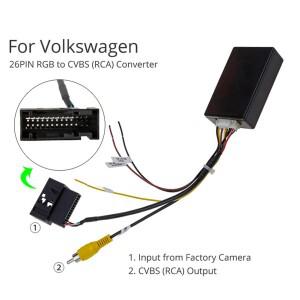 12V 차량 후방 카메라 RGB to RCA AV CVBS 신호 변환기 디코더 박스 어댑터 (폭스바겐 호환 RCD510 RNS510
