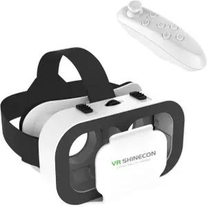 휴대폰용 VR 헤드셋 가상 현실 3D 안경 컨트롤러 포함 iPhone 또는 Android 호환 4.7-6.5인치 영화 및
