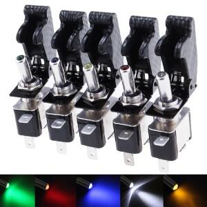 20A 12V LED 토글 스위치 조명 제어 ON/OFF + 항공기 미사일 스타일 플립 업 커버 XW