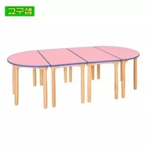 H600 H78-4 원목다리 열린 분홍 책상 교구샘 안전 어린이