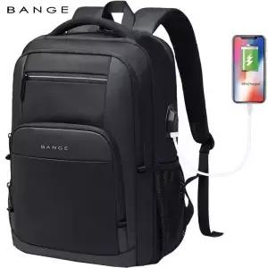 BANGE 경량 15.6 인치 노트북 배낭 방수 USB 충전 포트 다기능 여행 하이킹 학교 가방 남성용 Mochila