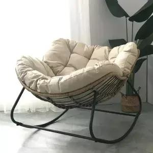 거실 조명 흔들의자 럭셔리 발코니 홈 레저 라운지 의자 라탄 다리미 흔들 모던 레이지 체어