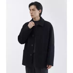 MUSINSA STANDARD 데일리 하프 발마칸 코트 [네이비]
