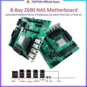 토폰 8베이 NAS M-ATX 마더보드 Z690 A1700 12-14세대 인텔 C 4xDDR4 8xSATA 4x 4x2.5G LAN 3xPCIE 방화벽