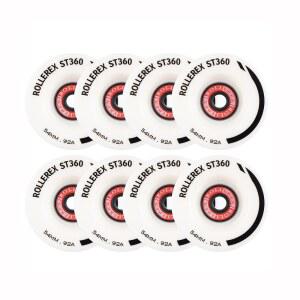 ROLLEREX ST360 92A 54MM X 32MM 롤러 스케이트 휠 (베어링 스페이서 및 와셔 포함 8개 세트) (색상 옵션) - 실내외용 쿼드 교체용 (프라임 화이트)