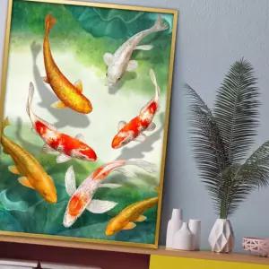 (올핀)풍수그림 잉어 그림 액자 A2 CARP2 재물운과 복을 부르는 인테리어