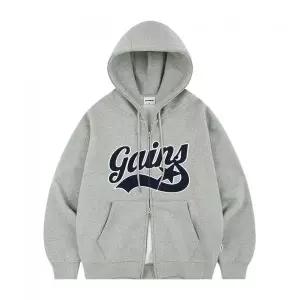 GAINSBORO 아플리케 스타로고 후드집업_멜란지그레이