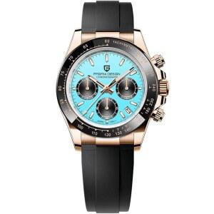 ROLLSTIMI PAGANI 디자인 1644 남성용 클래식 크로노그래프 시계 일본 VK63 무브먼트 판다 다이얼 세라믹 베젤 스테인리스 스틸 패션 스포츠 방수 쿼츠