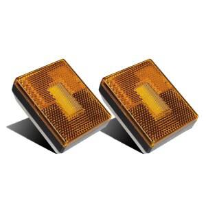 PARTSAM (2 앰버 3 LED 사각 스터드 마운트 클리어런스 사이드 마커 라이트 트레일러 캠퍼용 리플렉스 12V 트럭 반사형 직사각형 및 리플렉스 리플렉터 포함