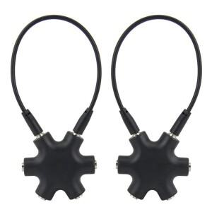 2PC 멀티 헤드폰 오디오 분배기 3.5mm 5잭 암 커넥터 어댑터(3.5mm 스테레오 케이블 포함) 20cm 디지털 비