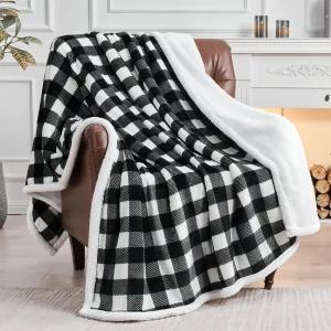 베델라이트 체크 셰르파 블랭킷 50x60 블랙