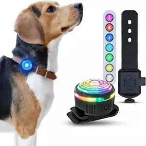 PAJ 미니 클립온 LED 반려견 목걸이 조명 USB 충전식 - 방수 7가지 밝은 색상 8가지 모드 모든 맞춤