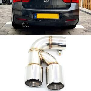 1PCS 듀얼 배기 팁 BMW 호환 F20 118i 120i 시리즈 스테인레스 스틸 트윈 파이프 머플러 테일 노즐