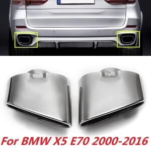 스테인레스 스틸 크롬 배기 듀얼 테일 파이프 머플러 팁 BMW 호환 X5 E70 2000  2 개