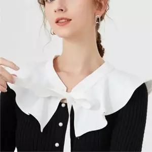 카라 블라우스 레이스 러플 포인트 세일러 카라 여성 데일리 단정한 프릴 리본 레이어드 액세서리 아이템