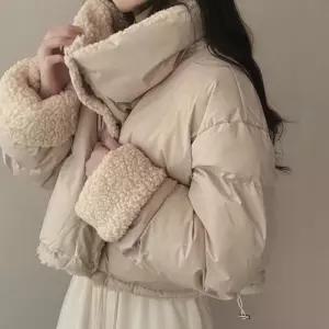 양털 뽀글이 여성 리버시블 크롭 패딩 점퍼 자켓 후리스 숏패딩