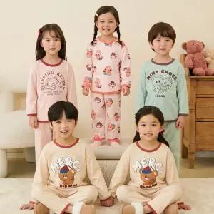 남아 여아 키즈 무형광 가을 겨울 내의 내복 9부 편면 실내복