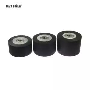 100*50mm/60mm/70mm 매끄러운 표면 고무 롤러 벨트 그라인더 휠 백스탠드 접촉 휠(베어링 설치)